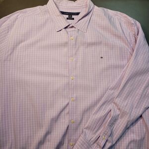 Tommy Hilfiger Mens XXL Purple Check Custom Fit Shirt Cotton Long Sleeve EXC